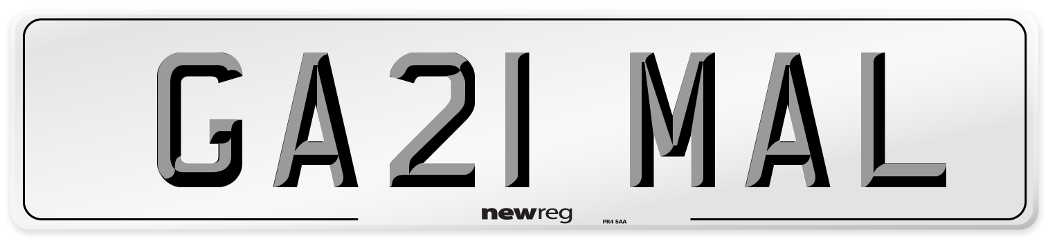 GA21 MAL Number Plate from New Reg